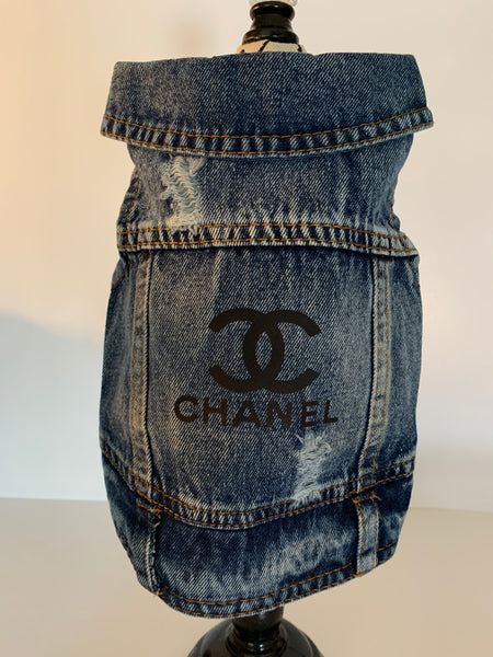 Veste en jeans inspiré Chanel pour chiens et chats, Chanel inspired  jeans jacket for dogs and cats